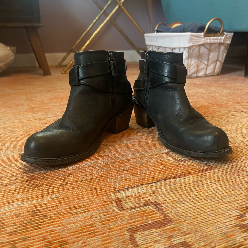 Black Leather Ankle Boots- John Fluevog